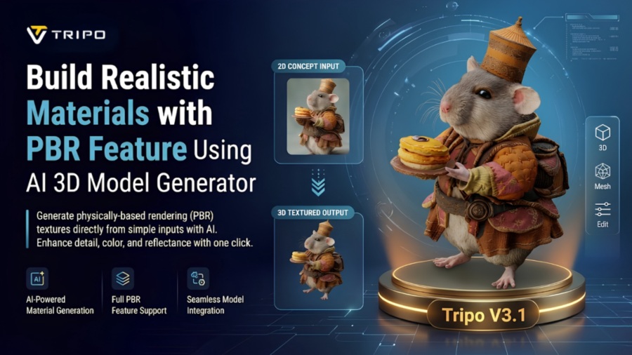 Build Realistic Materials with PBR Feature Using AI 3D Model Generator